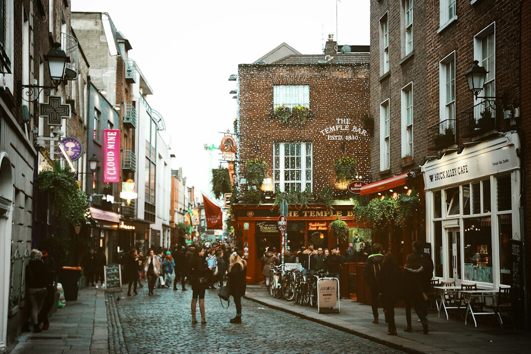 busy city street with shops